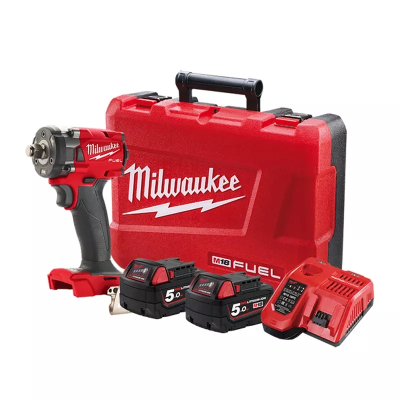 Milwaukee M18 FUEL 1/2" Compact Impact Wrench with Friction Ring Kit (2x 5.0Ah) - M18FIW2F12-502C