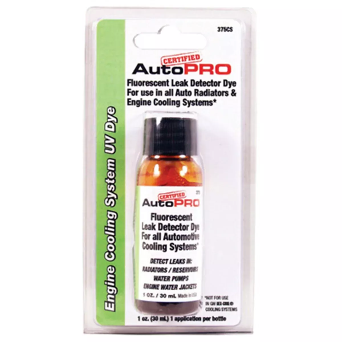 Radiator and Coolant Dye - 1 ounce Bottle and clamshell IND375CS Interdynamics